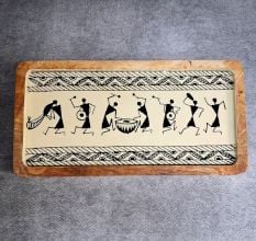 Handcrafted Mango Wood Warli Hand Painted Serving Tray